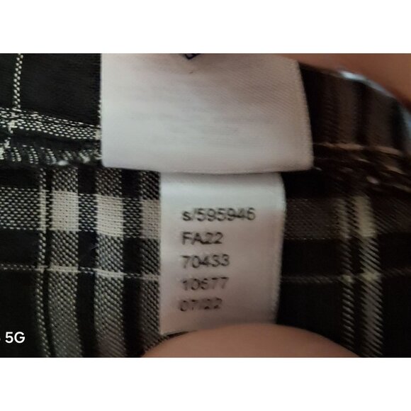 NWT Black & White Plaid Smocked Midi Dress By Loft Outlet XL 3/4 Sleeves Elastic - Picture 7 of 8